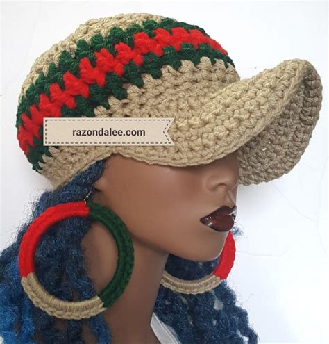 Chunky Crochet Baseball Cap By Razonda Lee Red Green Taupe