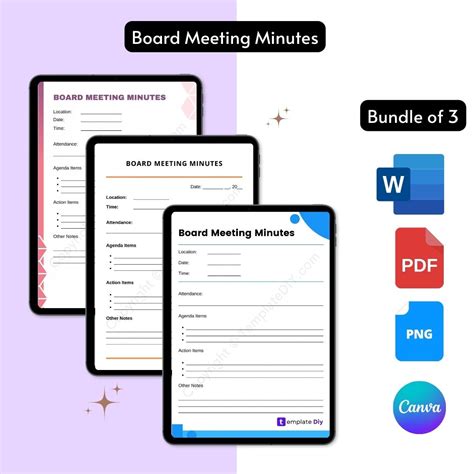 Board Meeting Minutes Template Blank Printable in PDF & Word