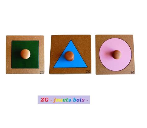 LOT 3 Puzzle encastrement Montessori jouet éducatif en bois forme