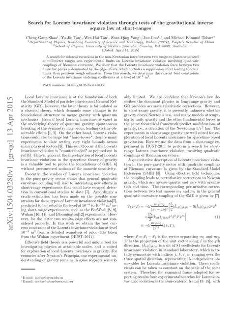 PDF Search For Lorentz Invariance Violation Through Tests Of The