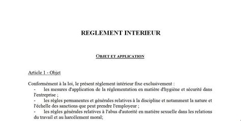 Le règlement intérieur dans lentreprise quelles obligations