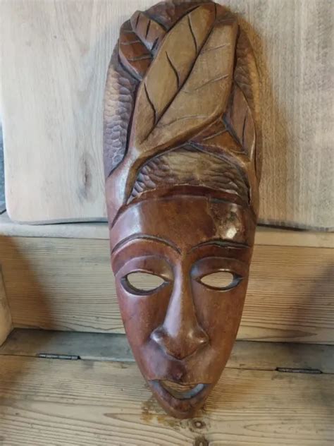 ANCIEN MASQUE FEMME africaine en bois Afrique sculpté a la main années