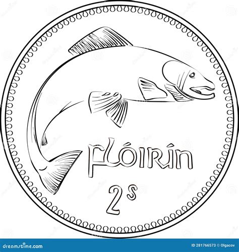 Irish Money Pre Decimal Silver Florin Coin Stock Vector Illustration