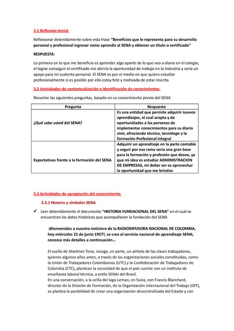 Guia 1 SENA guia 3 Reflexión Inicial Reflexionar detenidamente