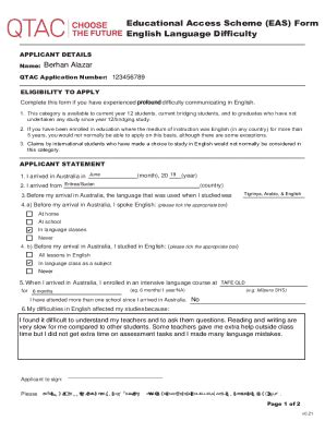 Fillable Online Educational Access Scheme Eas Form English Fax