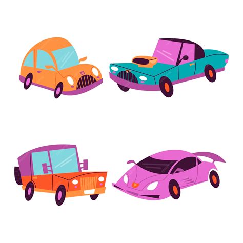 Premium Vector | Retro cartoon car stickers collection