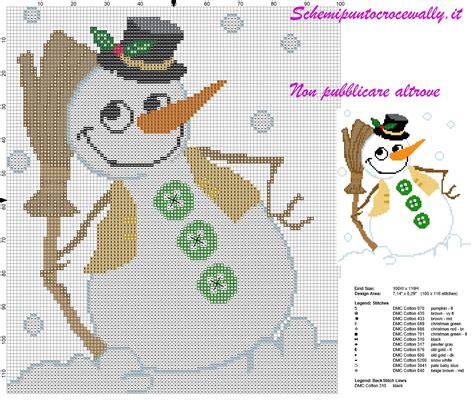 Schema Punto Croce Natalizio Con Simpatico Pupazzo Di Neve Christmas