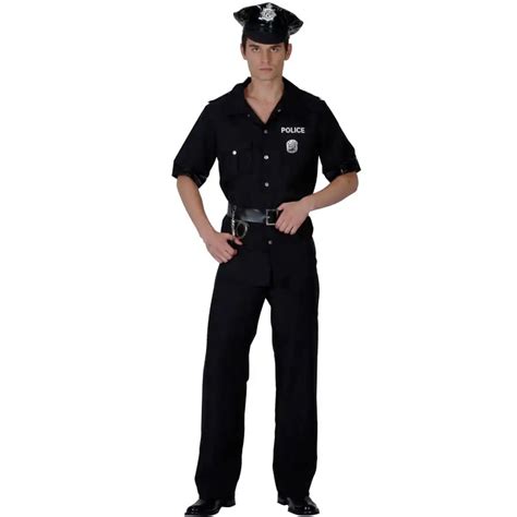 Déguisement Uniforme De Police Noir Pour Adulte Utilisez Des Séries Rétro Avec Des éléments De