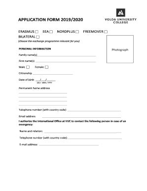 Application Form Erasmus Fill Online Printable Fillable Blank