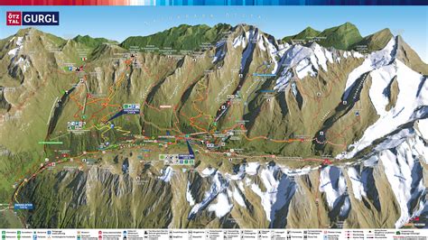 3D Panoramakarte Gurgl Ost Ötztal Wandern und Mountainbike TOURISVIS