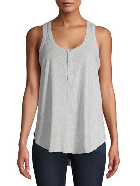 Time And Tru Womens Sleeveless Henley Tank Top