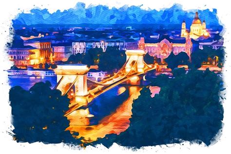 Premium Photo | Budapest hungary beautiful watercolor landscape