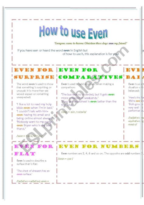 How To Use Even Esl Worksheet By Roxanabertha