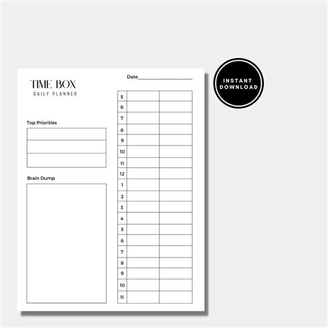 The Time Box Planner Daily Timeboxing Planner Time Block Journal