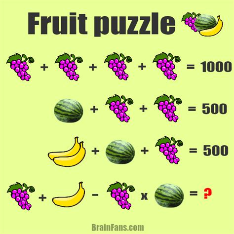 Fruit puzzle | Number And Math Puzzle - BrainFans