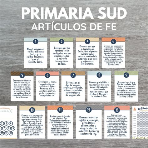 Sud Primaria Art Culos De Fe Descarga Digital Spanish Version Lds