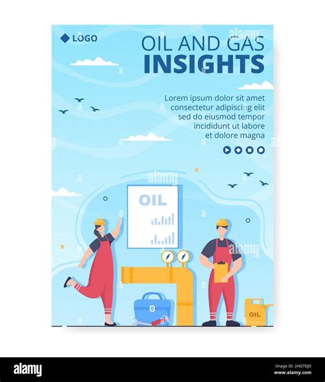 Oil Gas Industry Poster Template Flat Design Illustration Editable Of