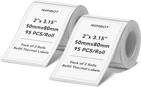 Niimbot 2 Rolls Labels For B1 B21 B3s Thermal Printer Labels 2 X 315（50x80mm