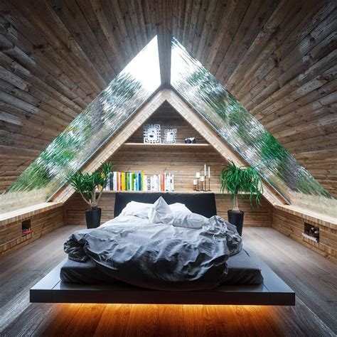 A Frame Roof Top Bedroom With Skylight Cabin Bedroom House Design