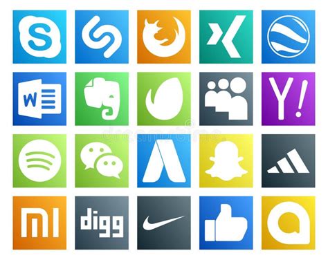 20 Social Media Icon Pack Including Snapchat Messenger Evernote