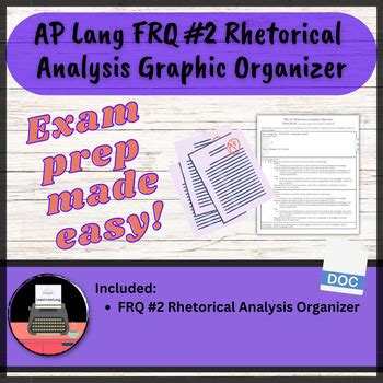 Ap Lang Frq Rhetorical Analysis Graphic Organizer By Lanzloveslang