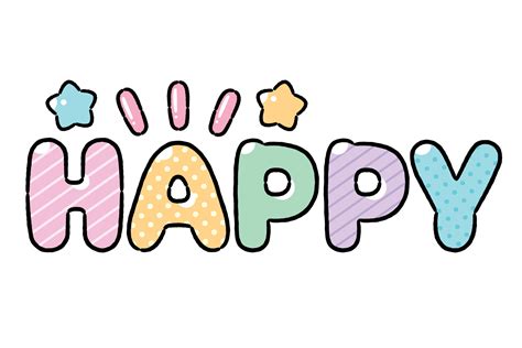 Cute Word Happy Cartoon Style Vector Illustration 25894554 Vector