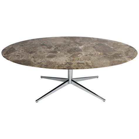 Florence Knoll Oval Emperador Marble Top Dining Table Conference Table