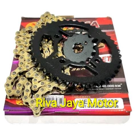 Jual Gear Paket Gir Set Rantai Gold Racing Chain Kit Vega R New