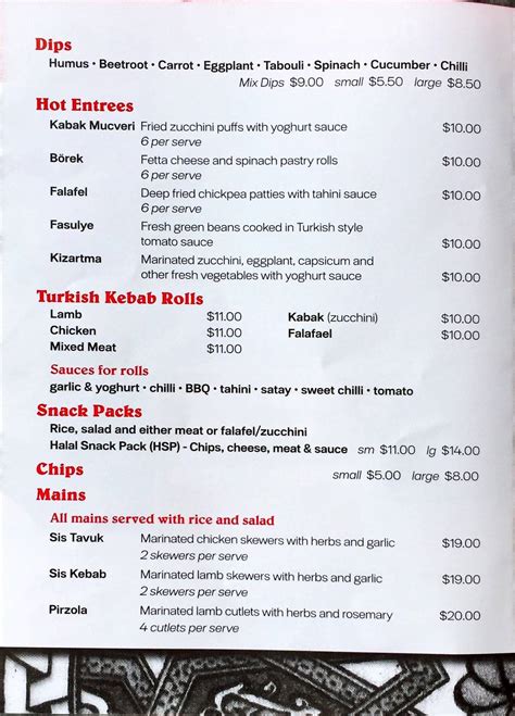 Menu at Turkish Halal Pide House restaurant, Yarralumla