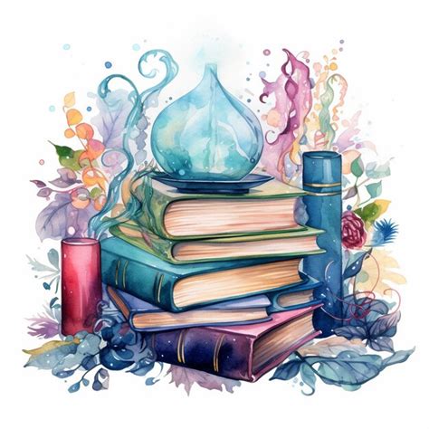 Premium Photo Watercolor Fantasy Book Clipart