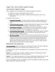 Chapter 5 Notes The Five Generic Competitive Strategies 1 1 Docx