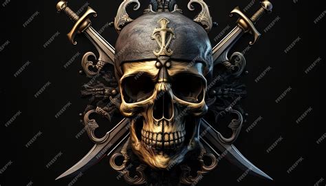 Premium AI Image | Skull pirate symbol digital art illustration Generative AI