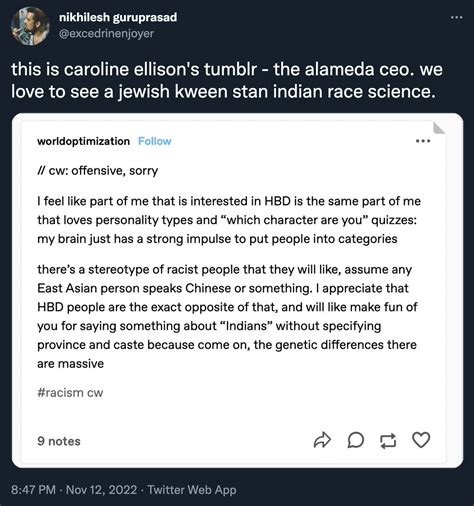 Caroline Ellison Tumblr Page Worldoptimization Post FTX Crypto