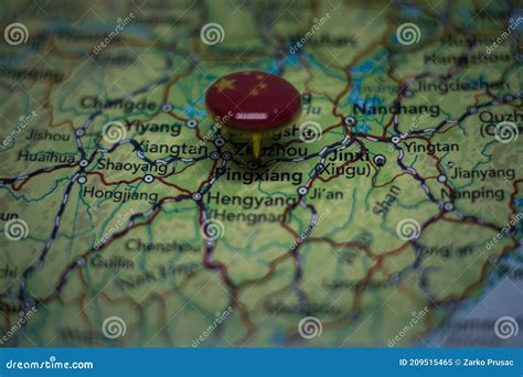 Pingxiang Pinned On A Map With Flag Of China Stock Image Image Of