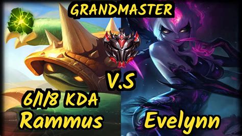 Rammus Vs Evelynn 6 1 8 Kda Jungle Gameplay Euw Ranked Grandmaster