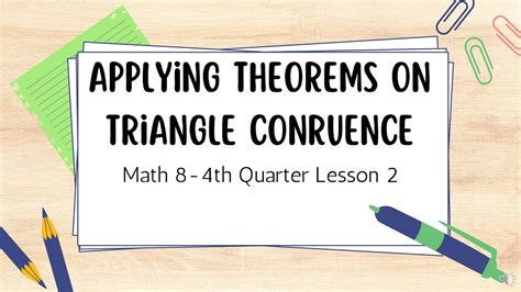 Math Th L Applying Theorems On Triangle Congruence Youtube