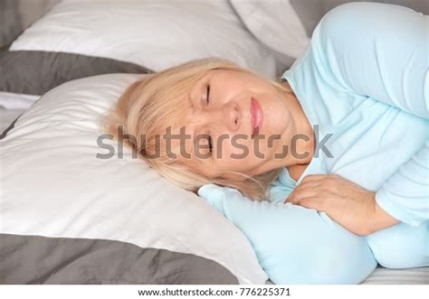 Beautiful Mature Woman Sleeping Bed Home Stock Photo Edit Now 776225371