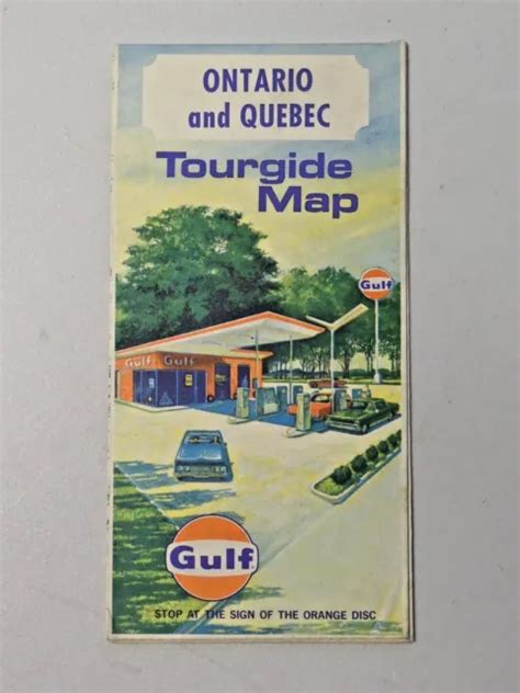 Vintage Ontario And Quebec Tourguide Map Gulf Oil Folded Paper Map