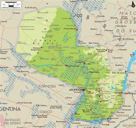 Grande mapa físico de Paraguay con carreteras, ciudades y aeropuertos | Paraguay | América del ...