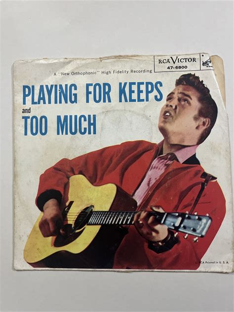 Elvis Presley Playing For Keeps Too Much 45rpm Picture Sleeve Rca 47