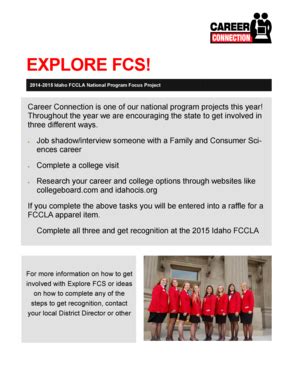 Fillable Online Pte Idaho Idaho Fccla National Program Focus