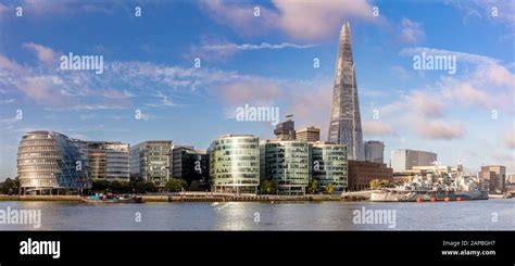 City Hall The Shard And HMS Belfast Along The South Bank River Thames