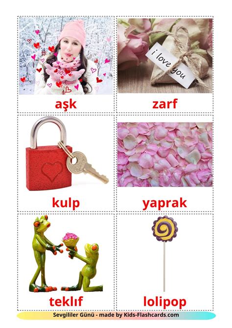 18 FREE Valentine's Day Flashcards | PDF | Turkish Words