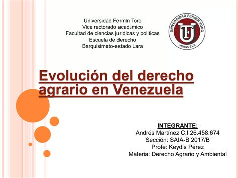 Evolución del derecho agrario en Venezuela PPT