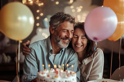 Special Moments Mature Couples Birthday Celebration Premium Ai Generated Image