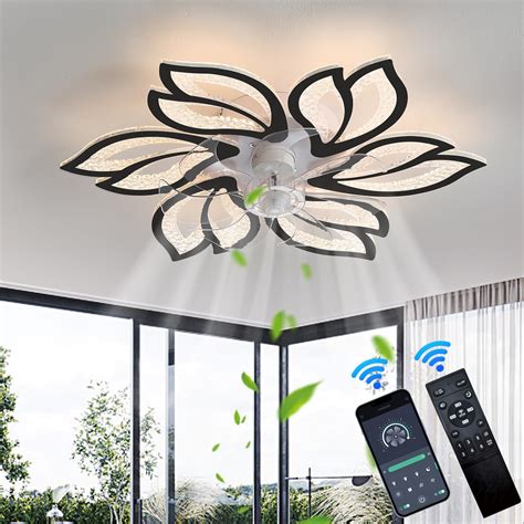 Lediary Ventilateur De Plafond Moderne Motif Floral Avec Lumi Res Et