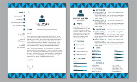 Curriculum Vitae Resume Cover Blue Header Footer Template 674141 Vector Art at Vecteezy