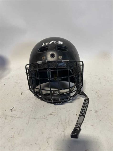 Black Hockey Helmet With Cage