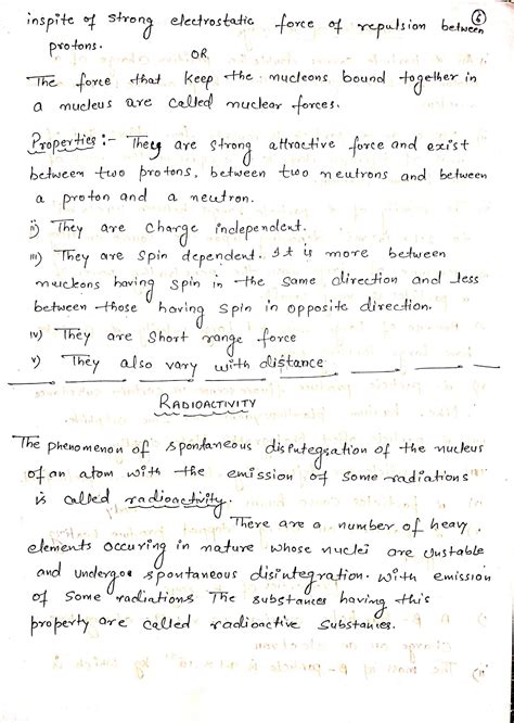 Nuclei Handwritten Note For Class Physics