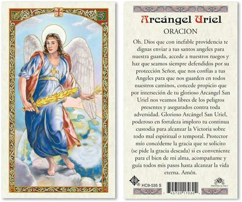 Amazon Oracion Al Arcangel Uriel Laminated Prayer Cards Pack Of